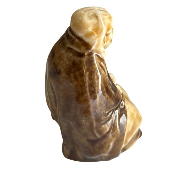 Wade Whimsies Old Lady Figurine Brown Glazed Ceramic Collectible 2.5" Tall - Picture 3 of 5